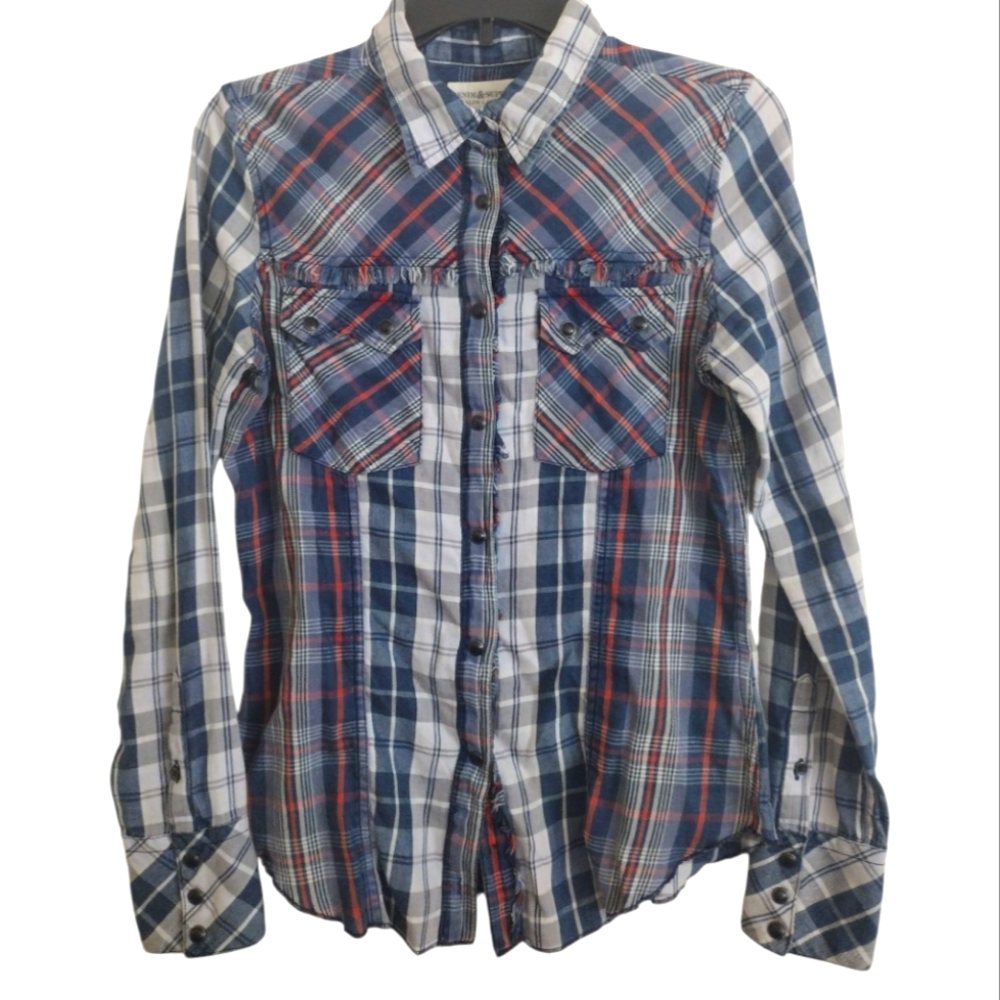 Denim & Supply Ralph Lauren Blue White Red Plaid Button-Down Shirt